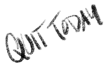 Black textured brush-style script text reading 'QUIT TODAY'.