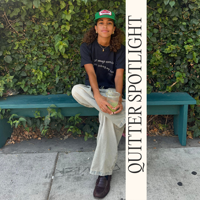 quitter spotlight: person sitting on a green bench