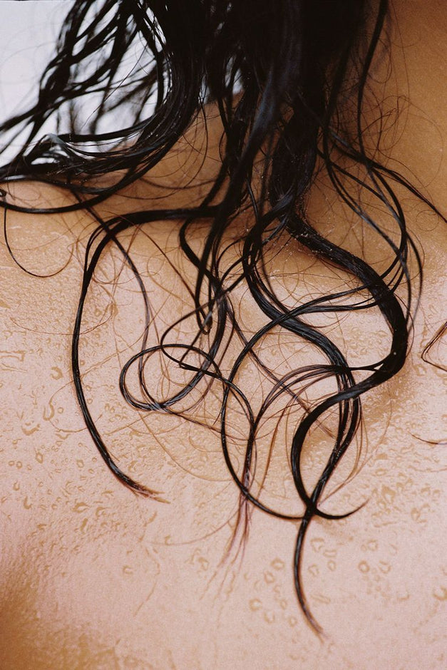 wet hair on body