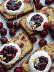 Cherry Loaf Cake w/ Honey Whipped Cream Recipe